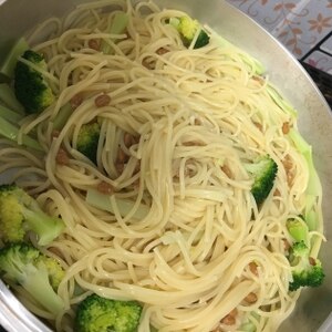 マヨブロッコリーの納豆パスタ